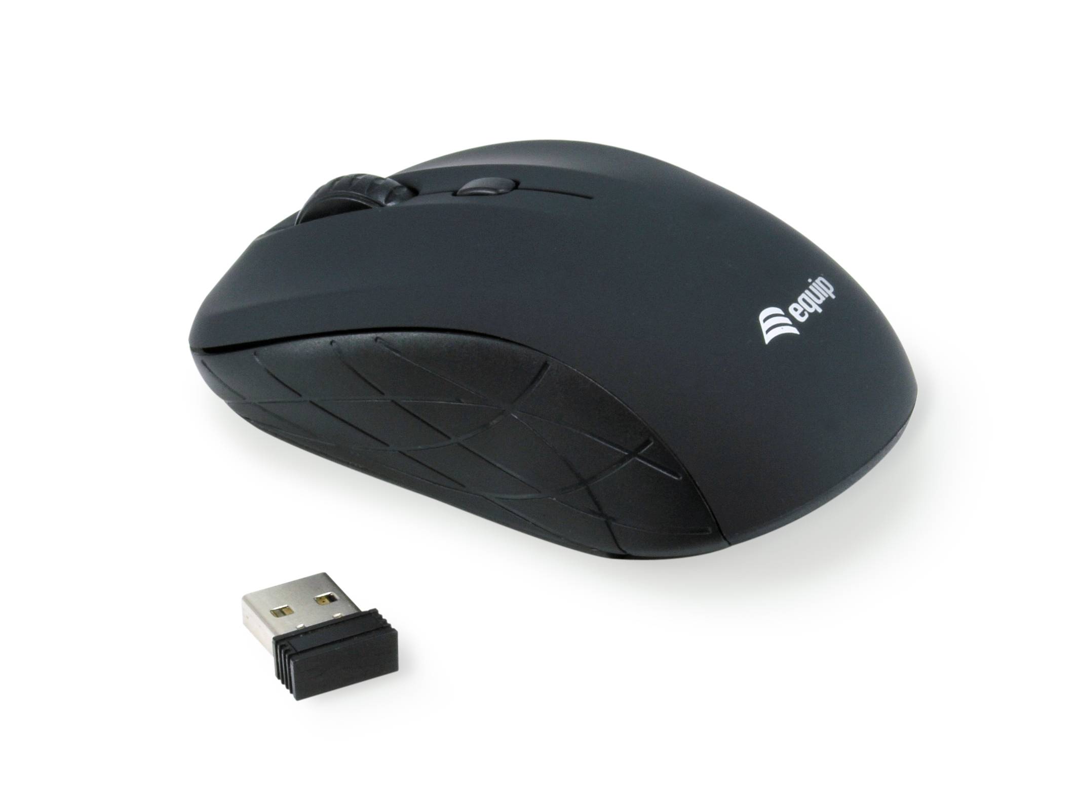 Equip Optische Mini Maus kabellos, Beidhändig, Optisch, RF Wireless, 1600 DPI, Schwarz