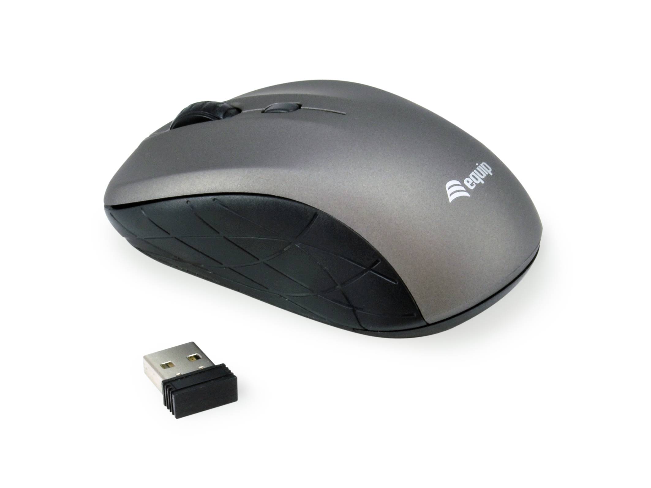 Equip Optische Mini Maus kabellos - Beidhändig - Optisch - RF Wireless - 1600 DPI - Grau