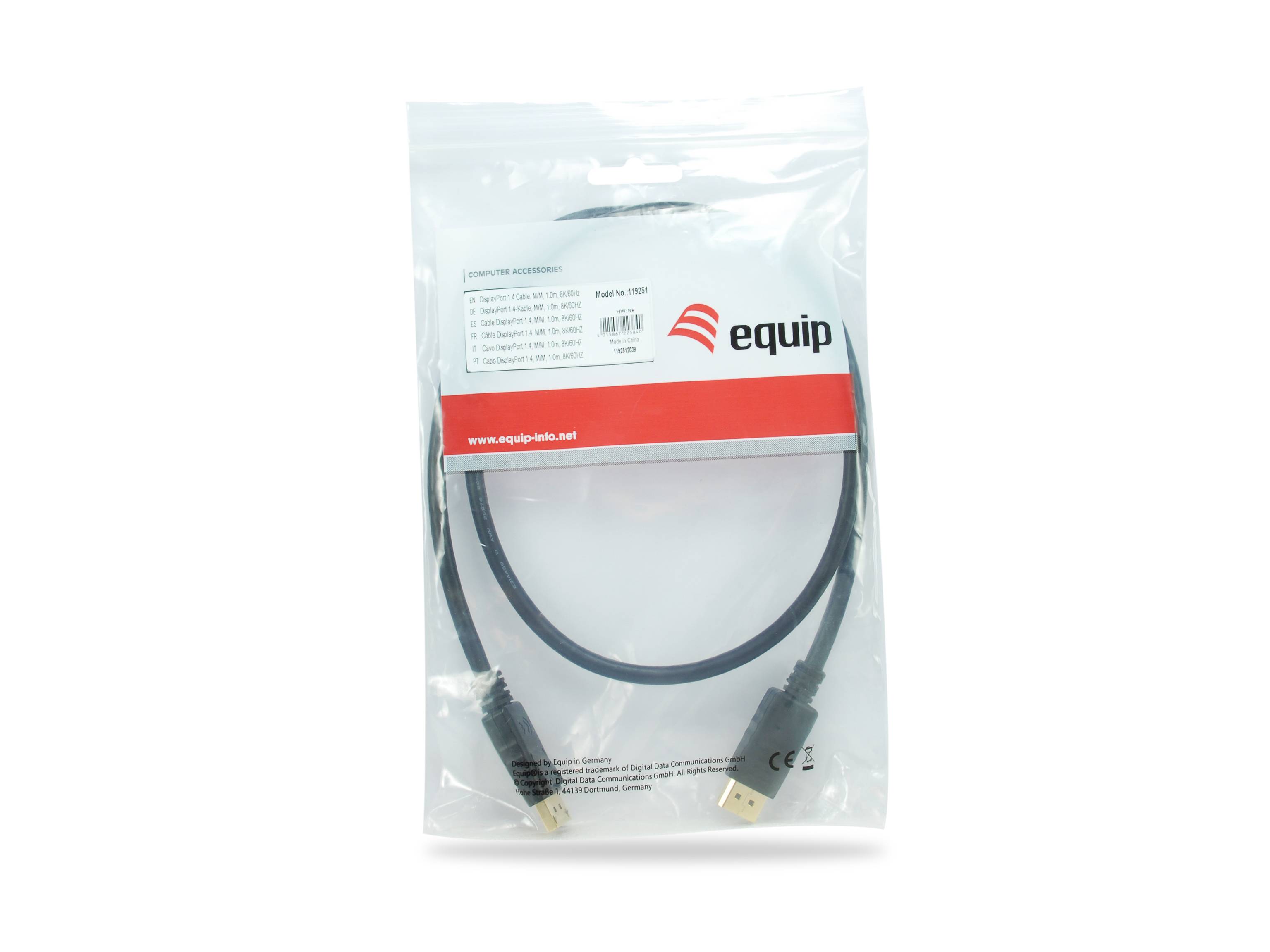 Equip Displayport 1.4 Kabel - 1.0m - 1 m - DisplayPort - DisplayPort - Männlich - Männlich - 7680 x 4320 Pixel