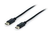 Zwei schwarze DisplayPort-Kabelstecker auf weißem Hintergrund.