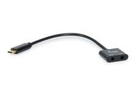 Equip 133469, USB C, Männlich, 2 x 3.5mm, Weiblich, 0,15 m, Schwarz