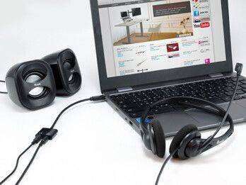 Equip USB C auf Dual 3,5 mm Kopfhörer DAC Adapter - USB C - Männlich - 2 x 3.5mm - Weiblich - 0,15 m - Schwarz