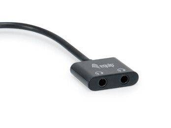 Equip USB C auf Dual 3,5 mm Kopfhörer DAC Adapter - USB C - Männlich - 2 x 3.5mm - Weiblich - 0,15 m - Schwarz