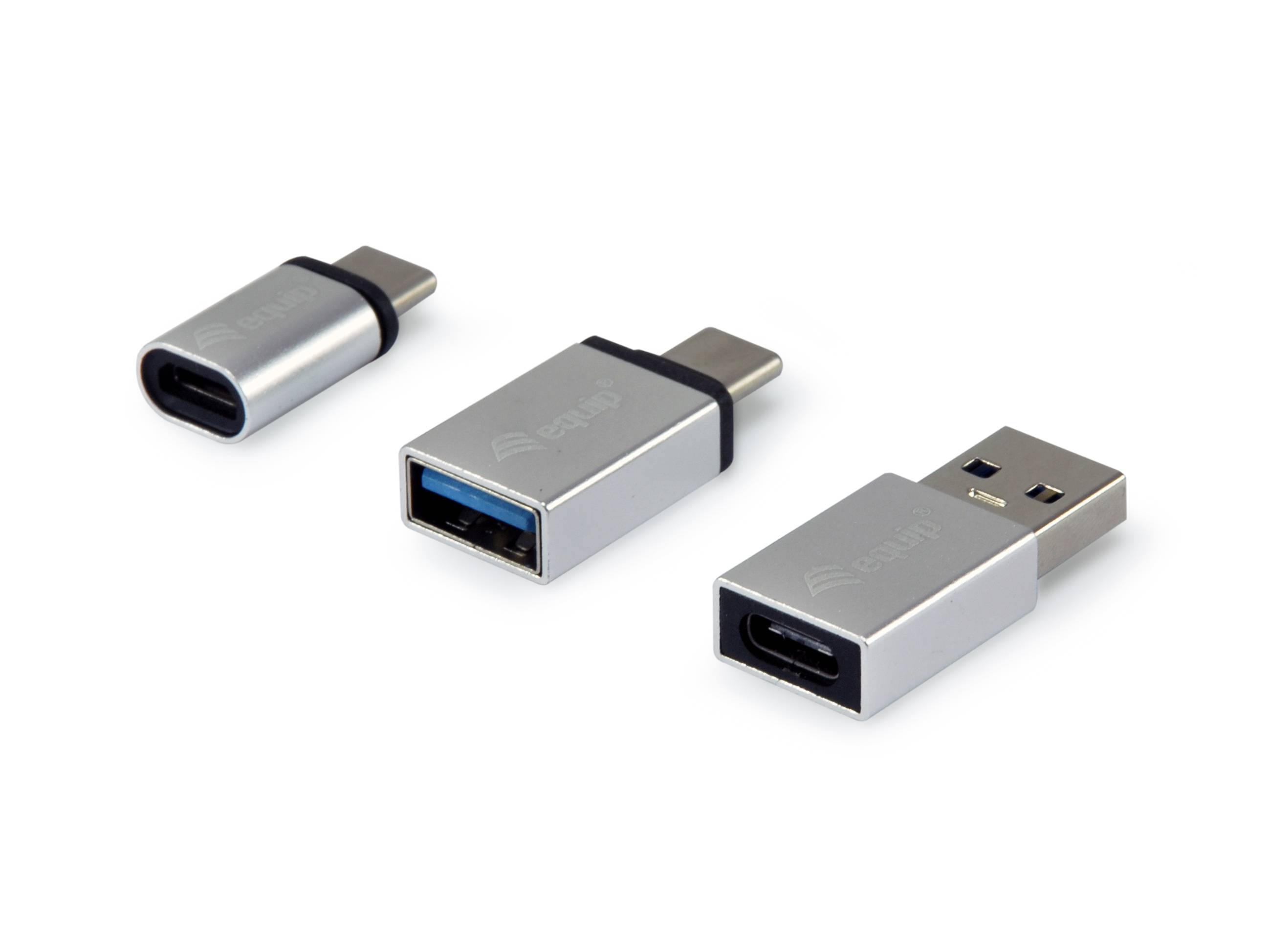 Equip OTG-Adapter für USB-C 3er Pack, USB C, USB C, USB A, USB A, Micro-USB, USB C, Silber