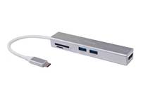 Equip 133480, USB 3.2 Gen 1 (3.1 Gen 1) Type-C, Silber, MicroSD (TransFlash), MicroSDHC, SD, SDHC, 4K Ultra HD, 30 Hz, H