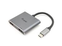 Equip 133484, USB 3.2 Gen 1 (3.1 Gen 1) Type-C, Silber, 4K Ultra HD, 30 Hz, HDMI, Aluminium
