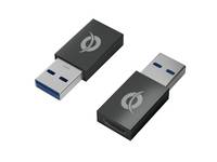 Conceptronic DONN Adapter für USB-A zu USB-C 2er Pack, USB A, USB C, Schwarz