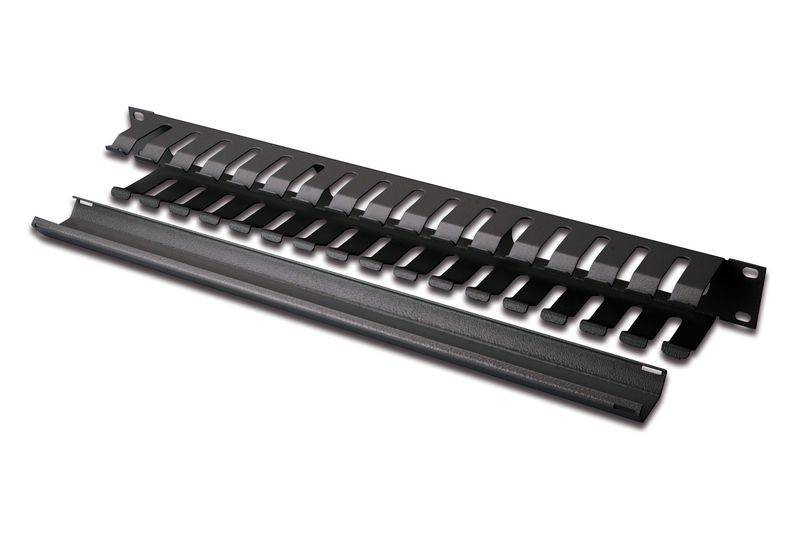 Equip 19 ""Rack Mount Kabel Management Panel, Schwarz, Kabelmanagementtafel, Schwarz, Stahl, 1U, China, 70 mm