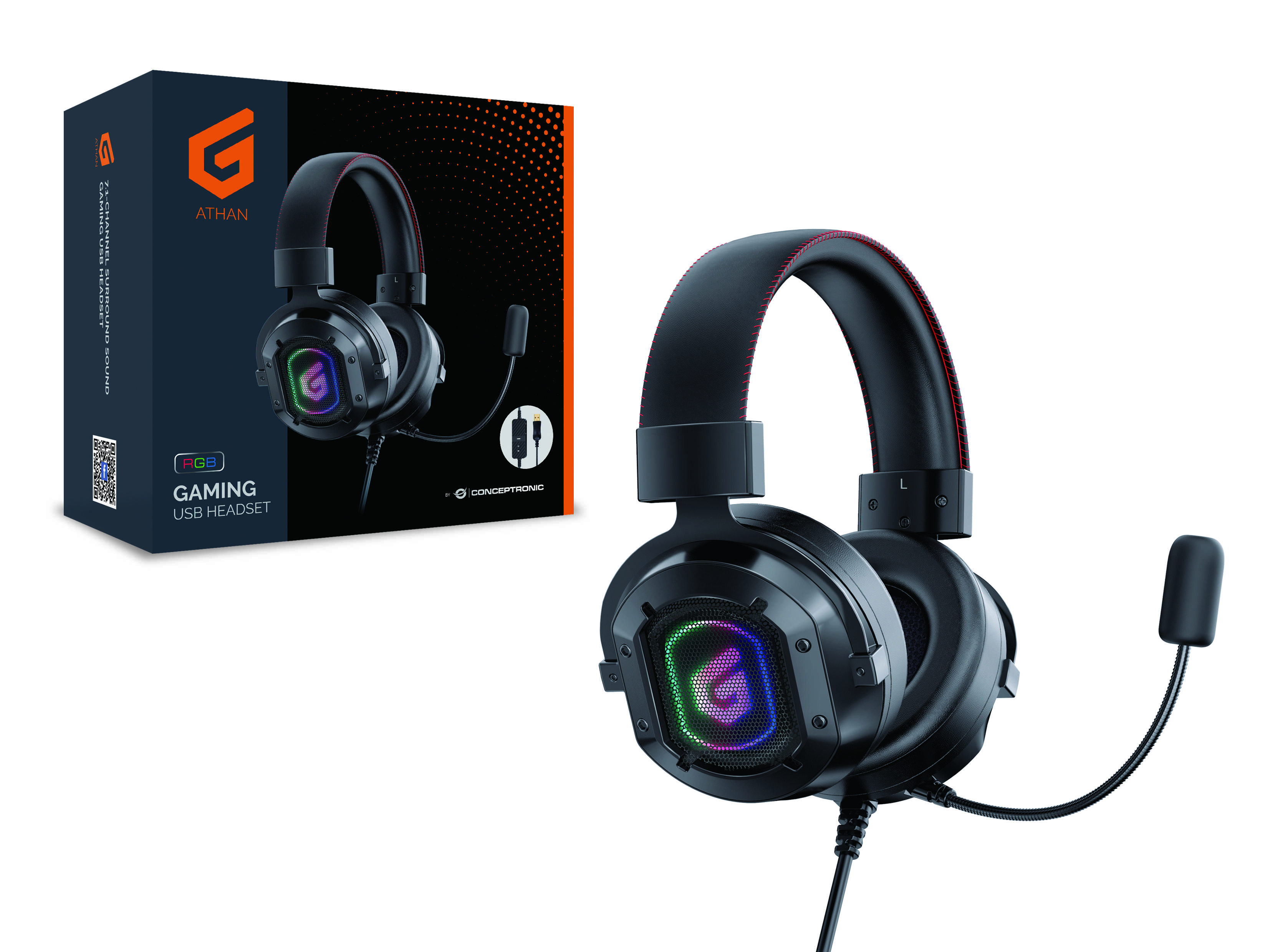 Conceptronic ATHAN02B - Headset - 7.1-Kanal - ohrumschließend