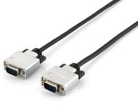 Zwei schwarze VGA-Monitorkabel mit silbernen Steckverbindern auf weißem Hintergrund.