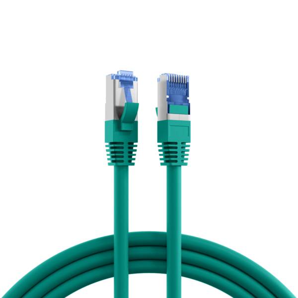 RJ45 Patchkabel Cat.6A S/FTP TPE, Cat.7 Rohkabel superflex grün 1m Kupferverkabelung