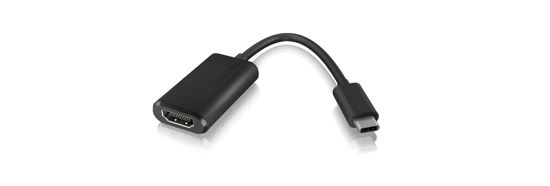 Adapter Kabel IcyBox 10cm USB-C > HDMI mit HDR 60Hz schwarz
