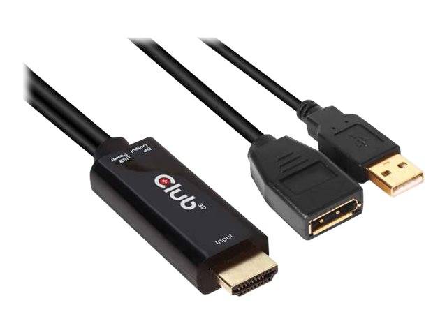 Schwarzes HDMI-auf-USB-Adapterkabel mit HDMI-Stecker und USB-A-Stecker auf weißem Hintergrund