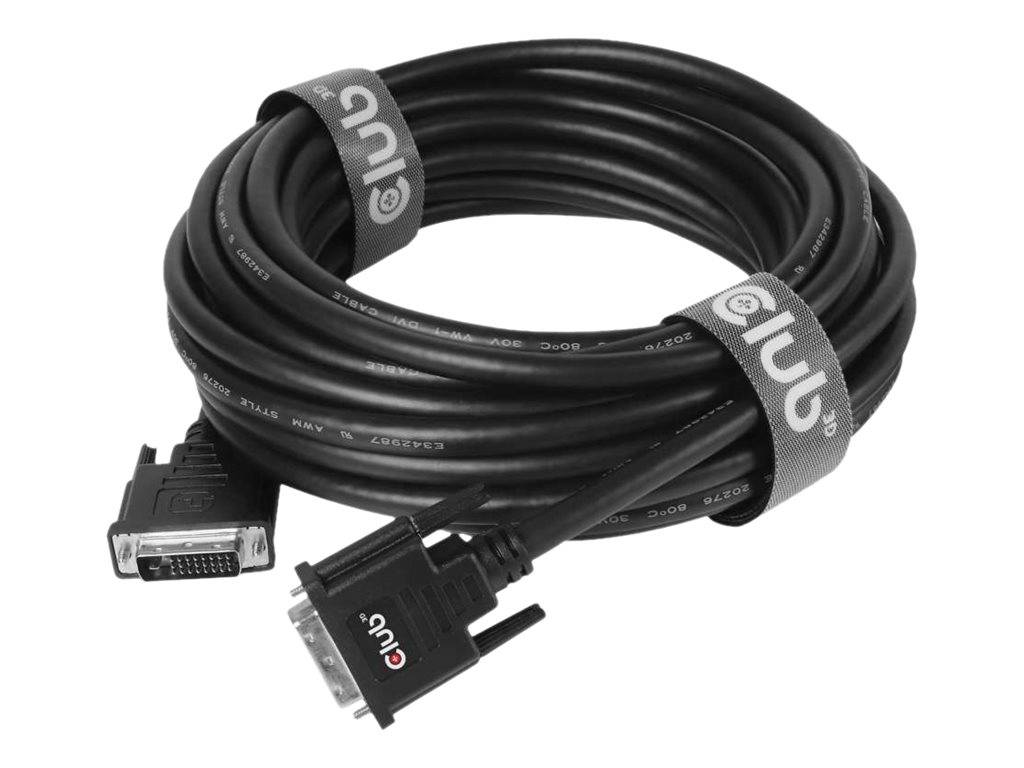 Aufgerolltes schwarzes DVI-Kabel mit Steckverbindern, dargestellt auf weißem Hintergrund.
