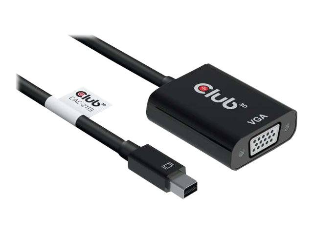 Club 3D USB-C zu VGA-Adapterkabel mit integriertem schwarzem Stecker und VGA-Buchse