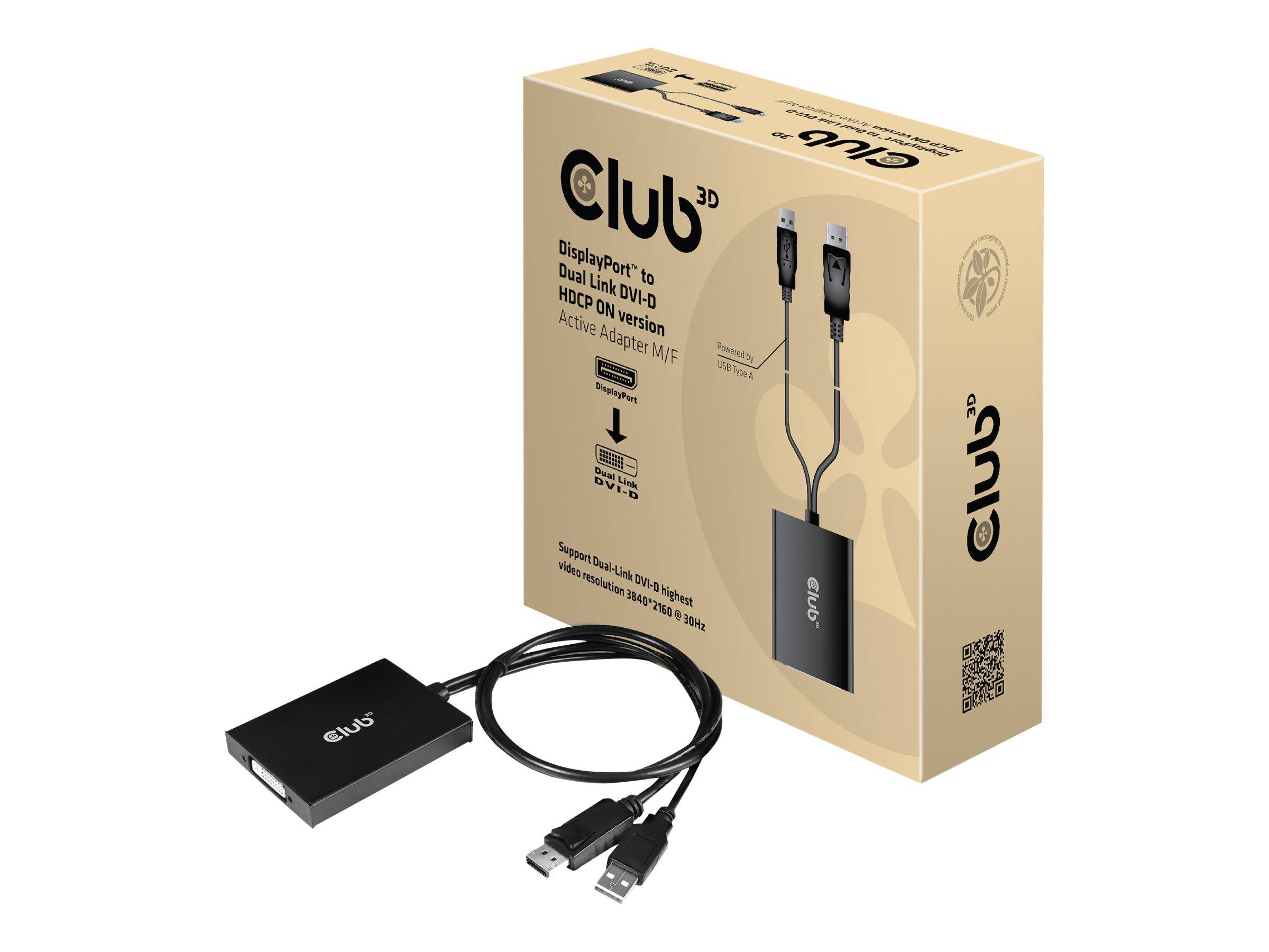 Club 3D DisplayPort/DVI-Adapter - Dual Link - USB (nur Strom)