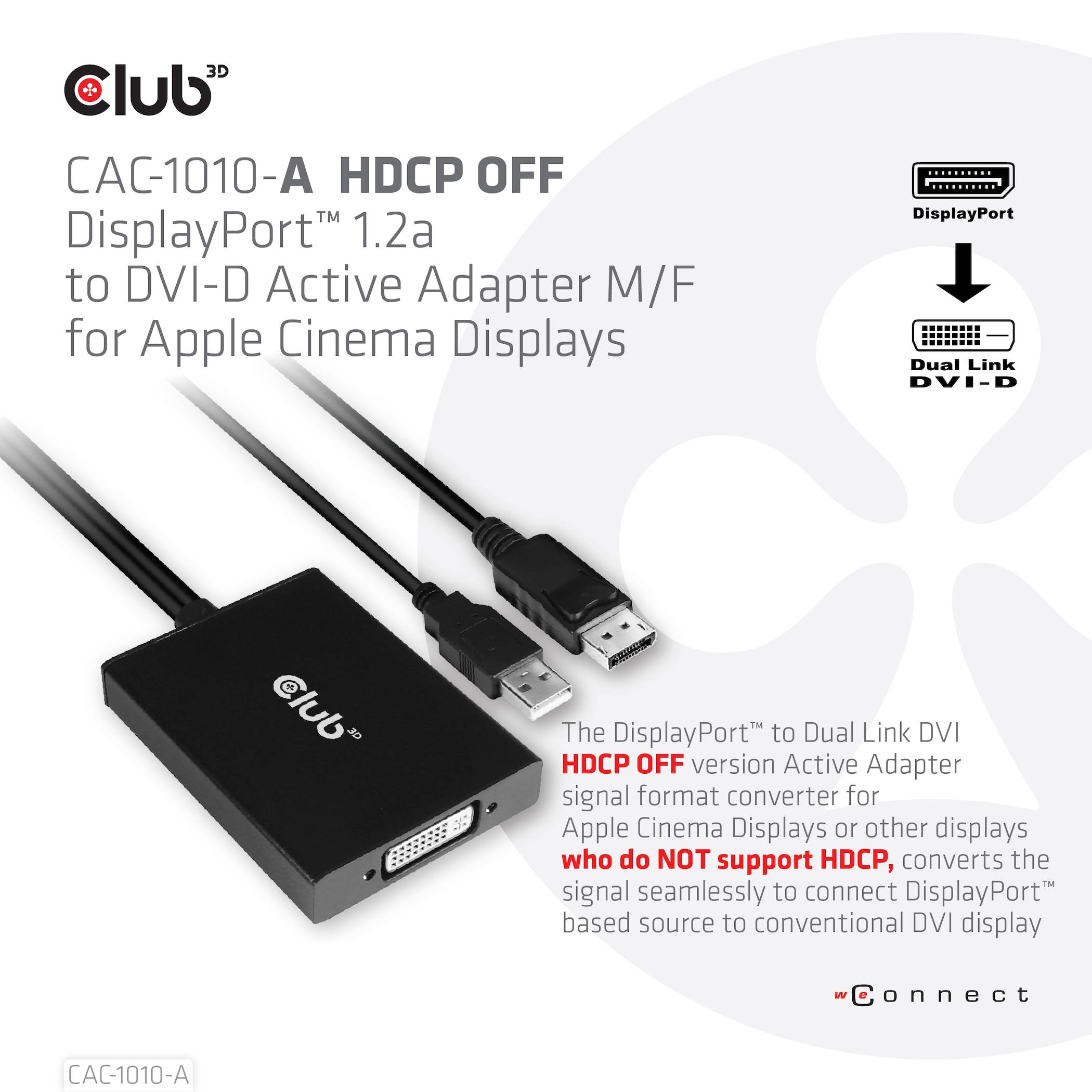 Club 3D DisplayPort/DVI-Adapter - Dual Link - USB (nur Strom)