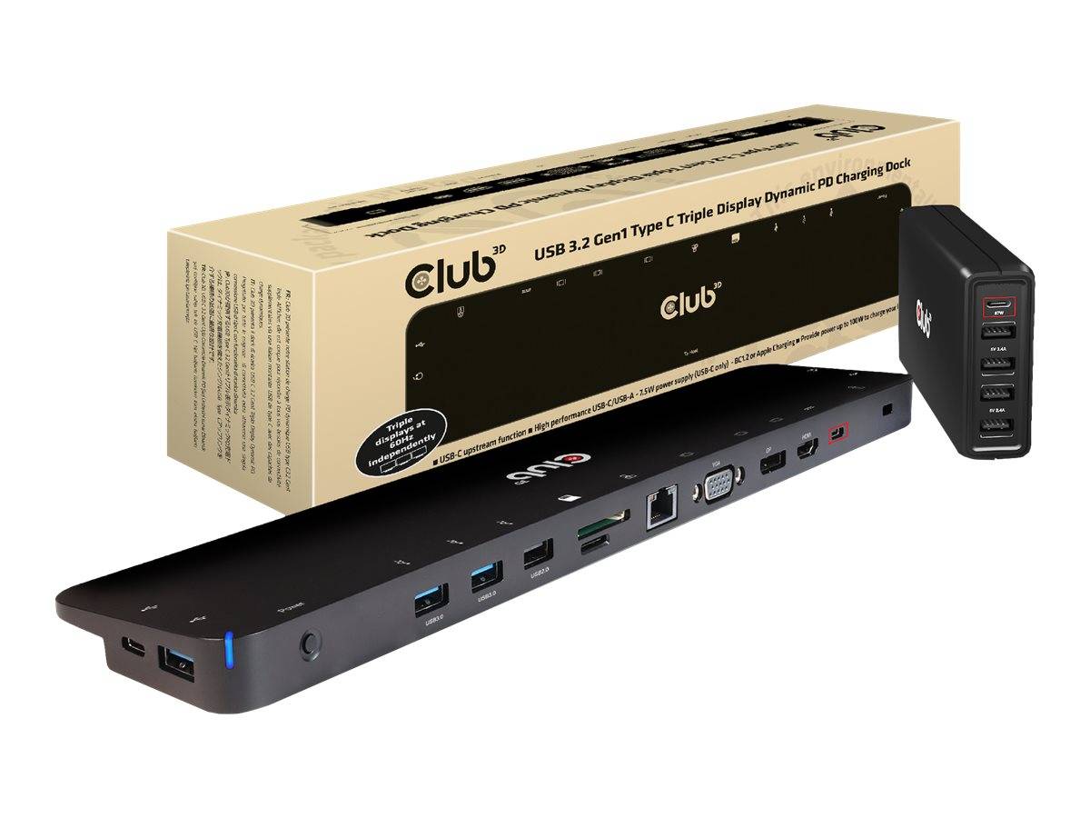 Club 3D - Dockingstation - USB-C 3.2 Gen 1 - VGA, HDMI, DP