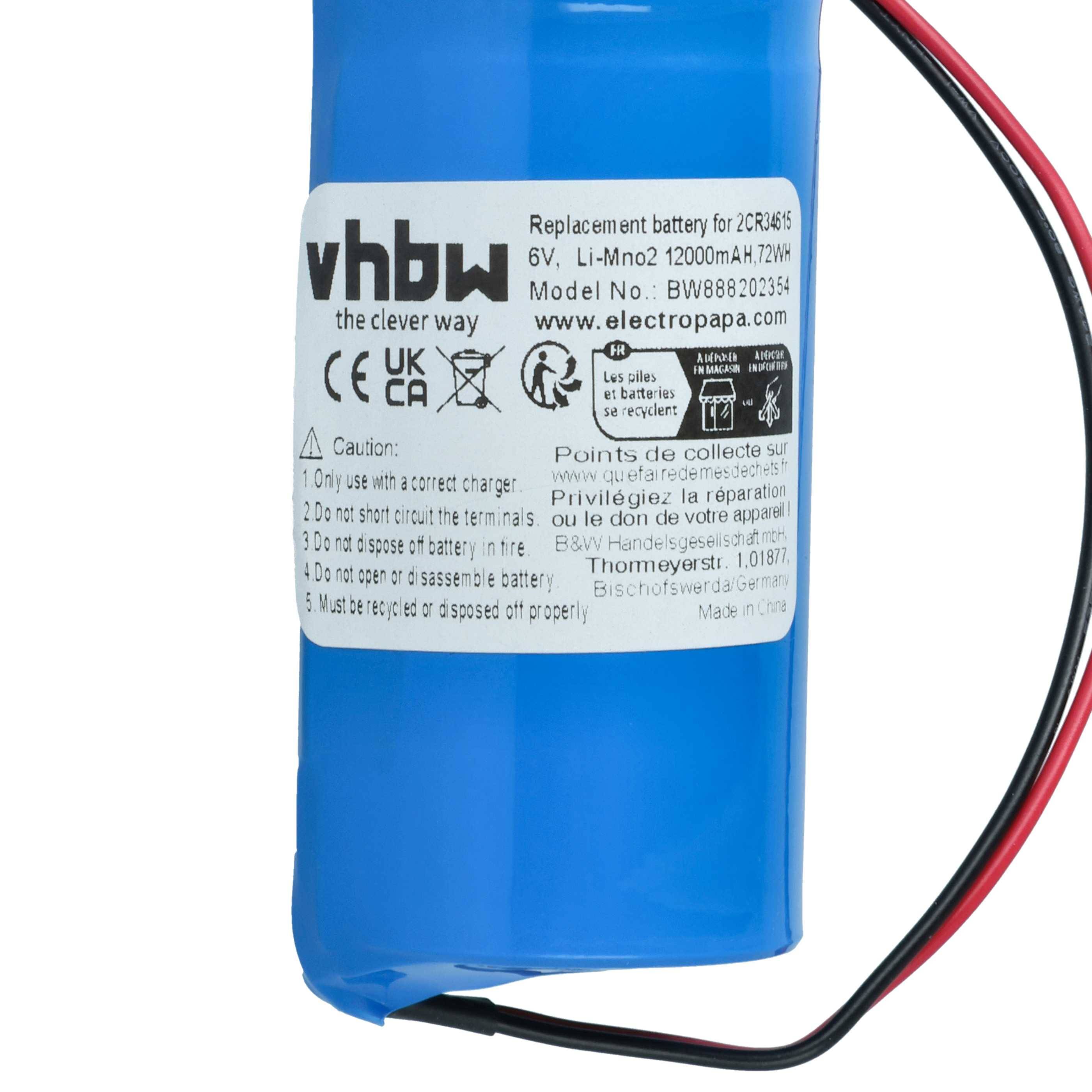 vhbw 2x Batterie kompatibel mit Indexa 8000A, 8000A/2 Alarmanlage, Alarmsystem (12000 mAh, 6 V, Li-MnO2)
