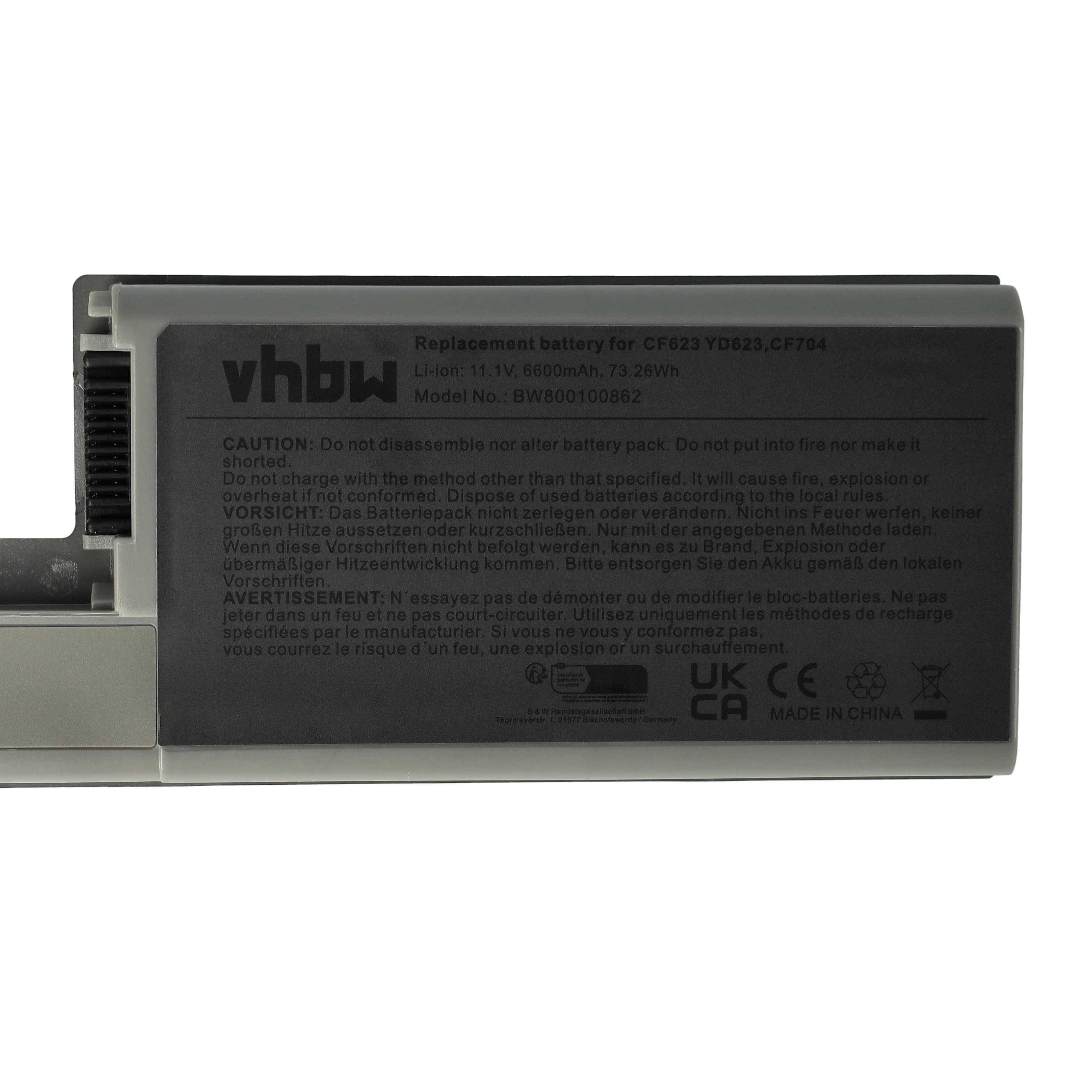 vhbw Akku Ersatz für Dell YD623, YD626 für Notebook (6600mAh, 11,1V, Li-Ion)