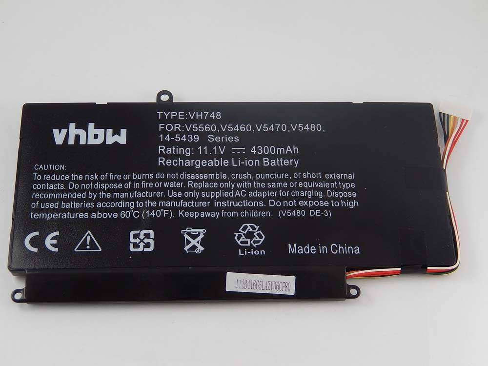 vhbw Akku kompatibel mit Dell Vostro 5460, 5470, 5480, 5560, V5460, V5470, V5480, V5560 Notebook (4300mAh, 11,1V, Li-Ion)