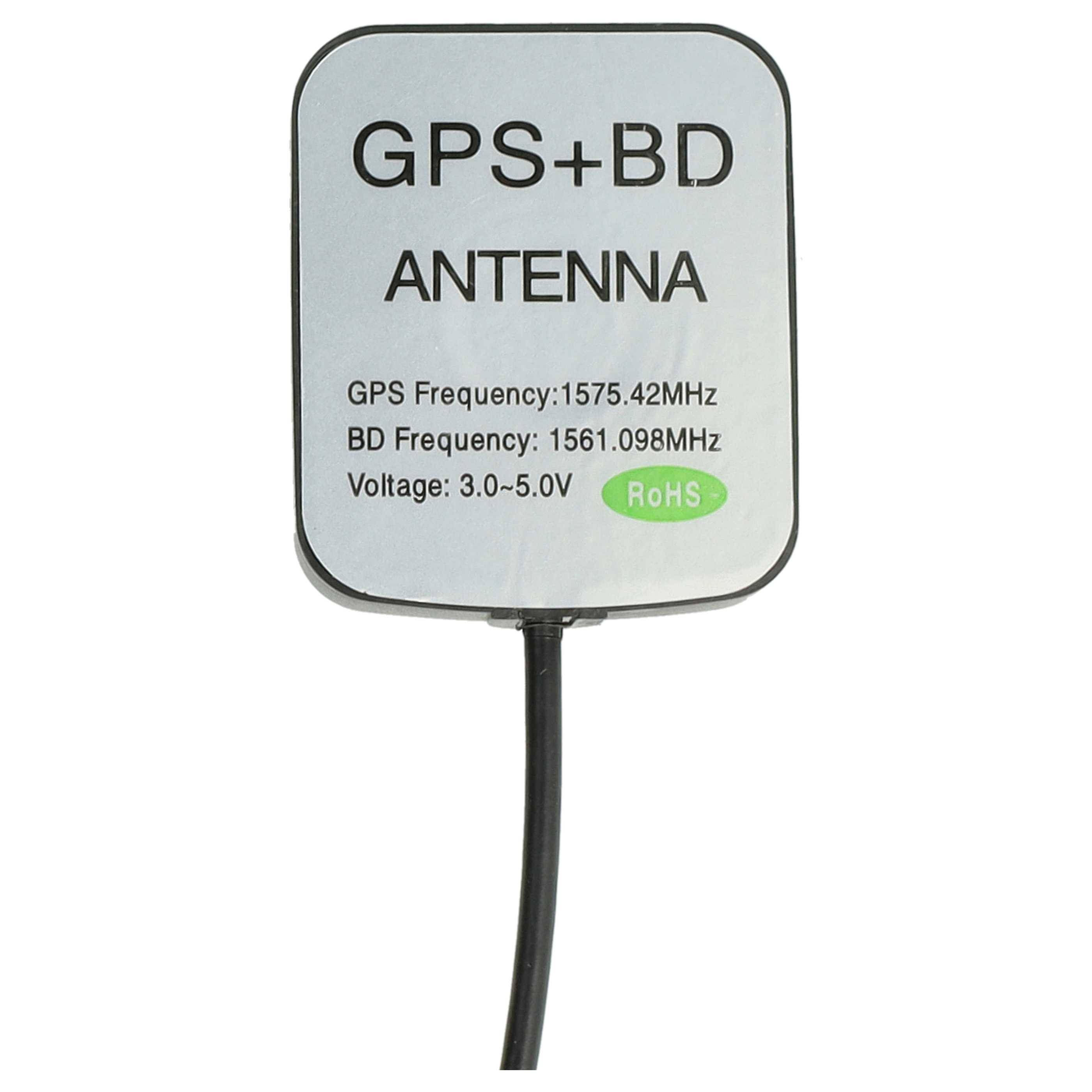 vhbw GPS Antenne kompatibel mit Rikaline A-10305-SA, A-10302-SA Navi mit SMA-Anschluss - Magnetfuß, 5 m, Schwarz
