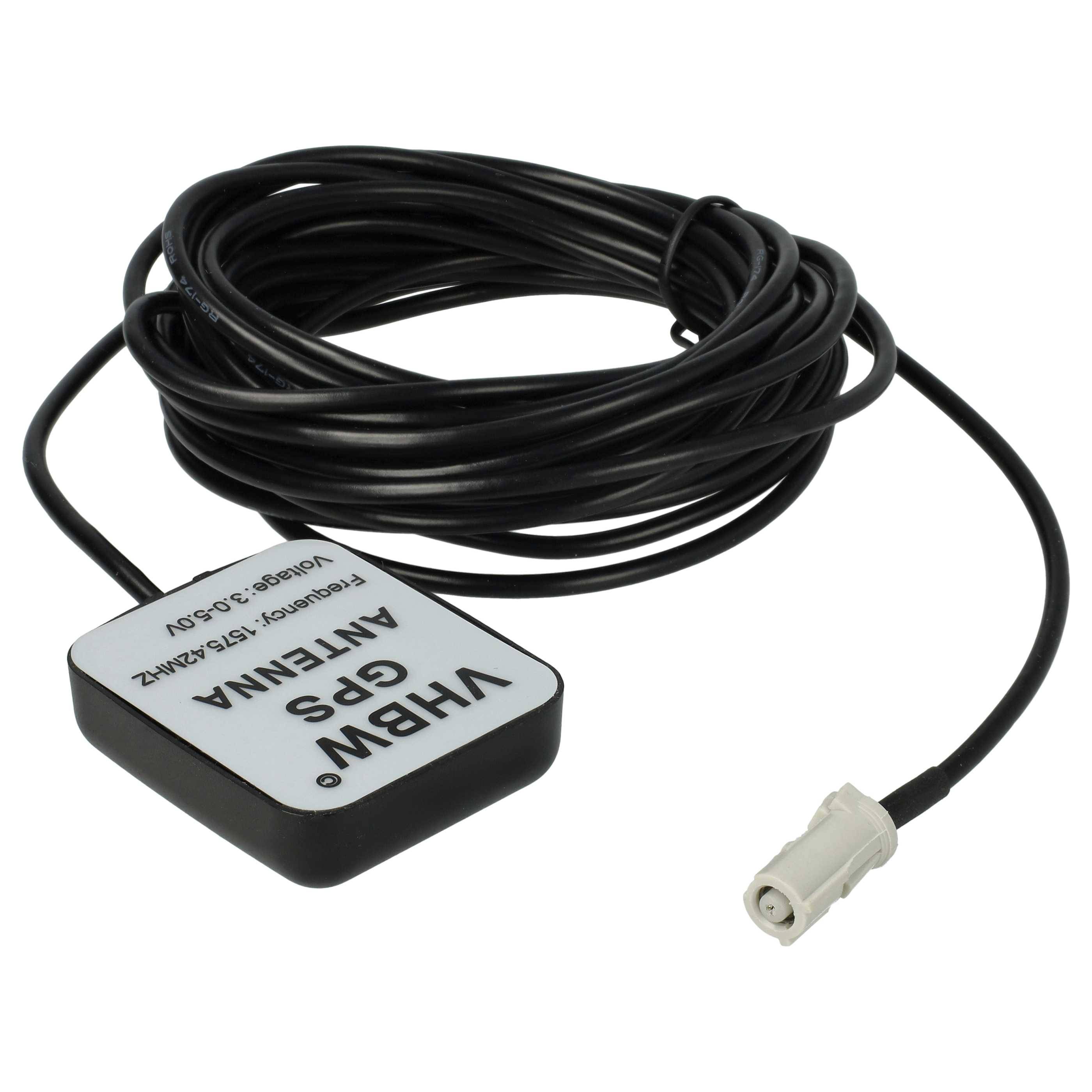 vhbw GPS Antenne kompatibel mit Pioneer AVIC-8DVD, AVIC-90DVD, AVIC-900 Navi mit AVIC-Anschluss - Magnetfuß, 5 m, Schwarz