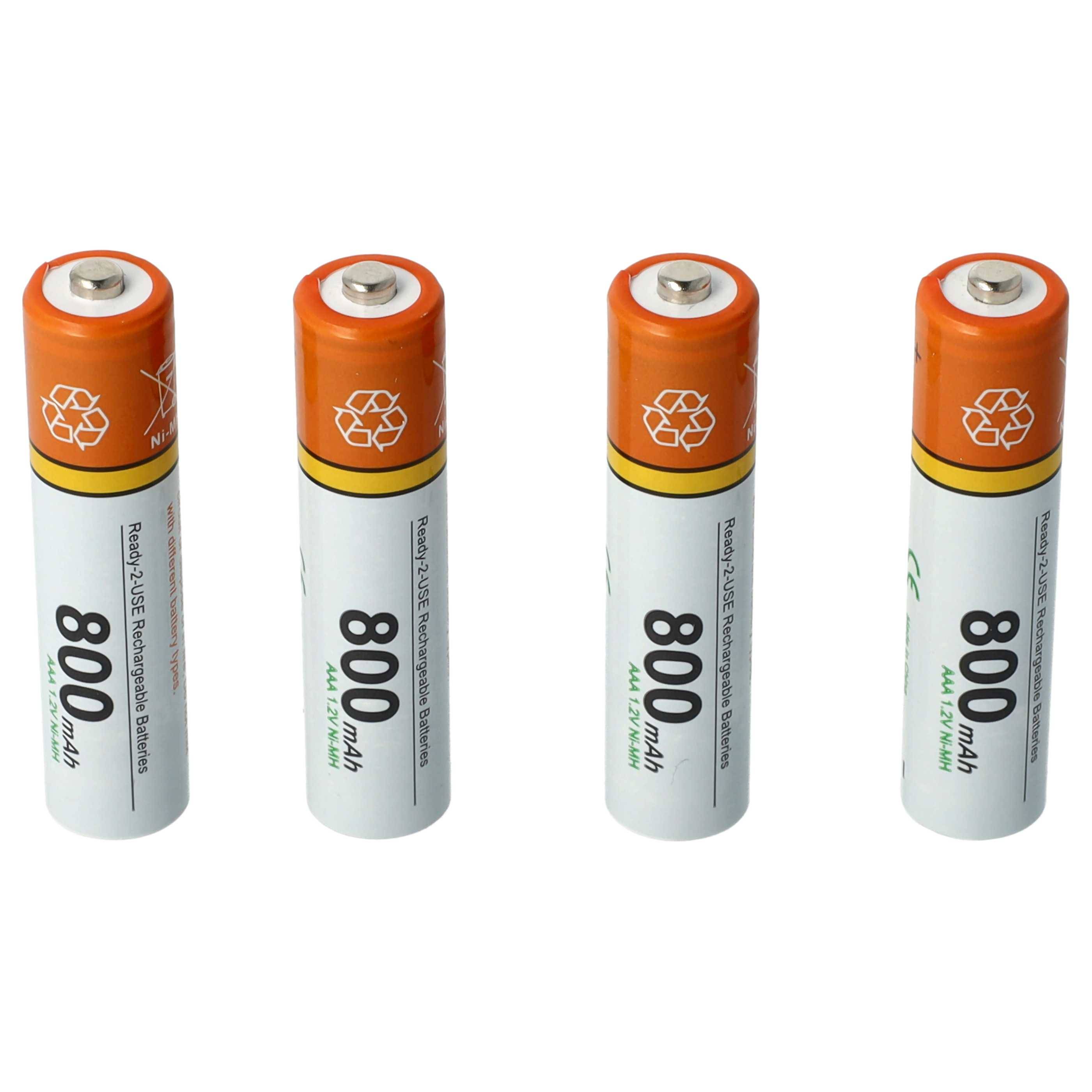 vhbw 20x AAA Micro Akku kompatibel mit Telekom Sinus 207, 606, A32, C34, CA 34, CA 37, 12 schnurlos Festnetz Telefon (800 mAh, 1,2 V, NiMH)