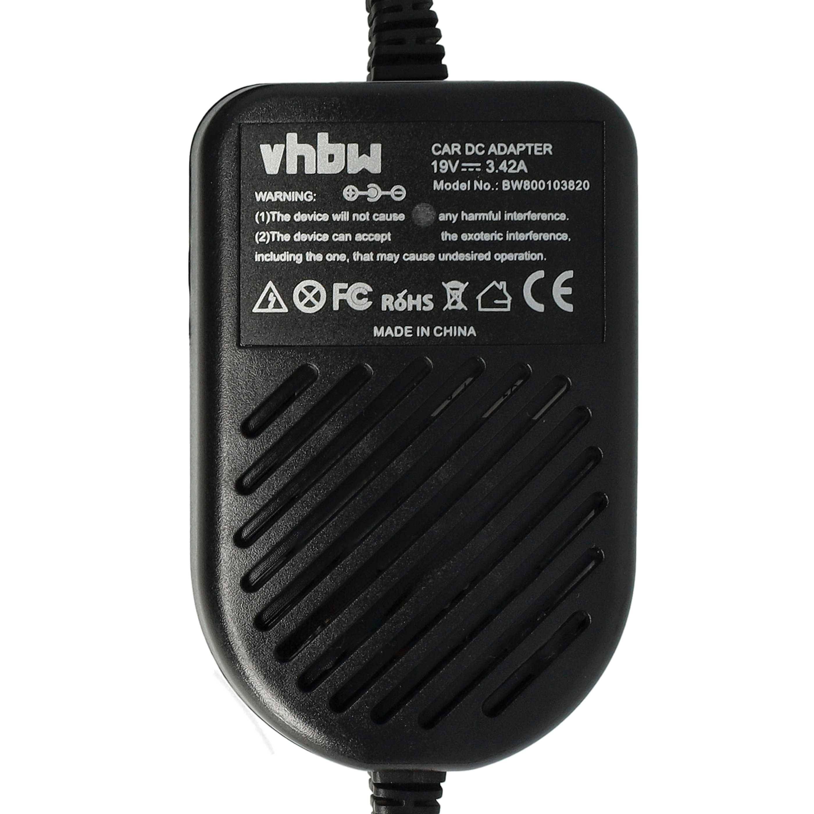 vhbw KFZ-Ladekabel kompatibel mit TOSHIBA Satellite A105, A105-S101 etc. Laptop, Notebook - KFZ-Ladegerät 12V, 65W etc.