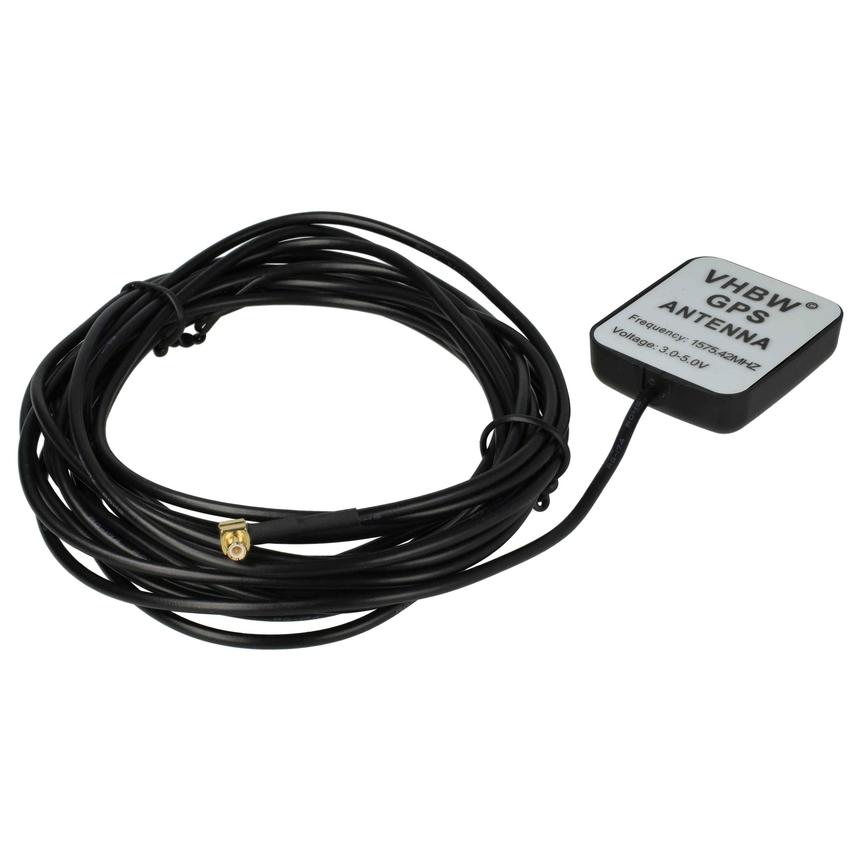 vhbw GPS Antenne kompatibel mit Navman ICN-610, ICN-600, GPS-4470, GPS-4460 Navi mit MCX-Anschluss - Magnetfuß, 5 m, Schwarz