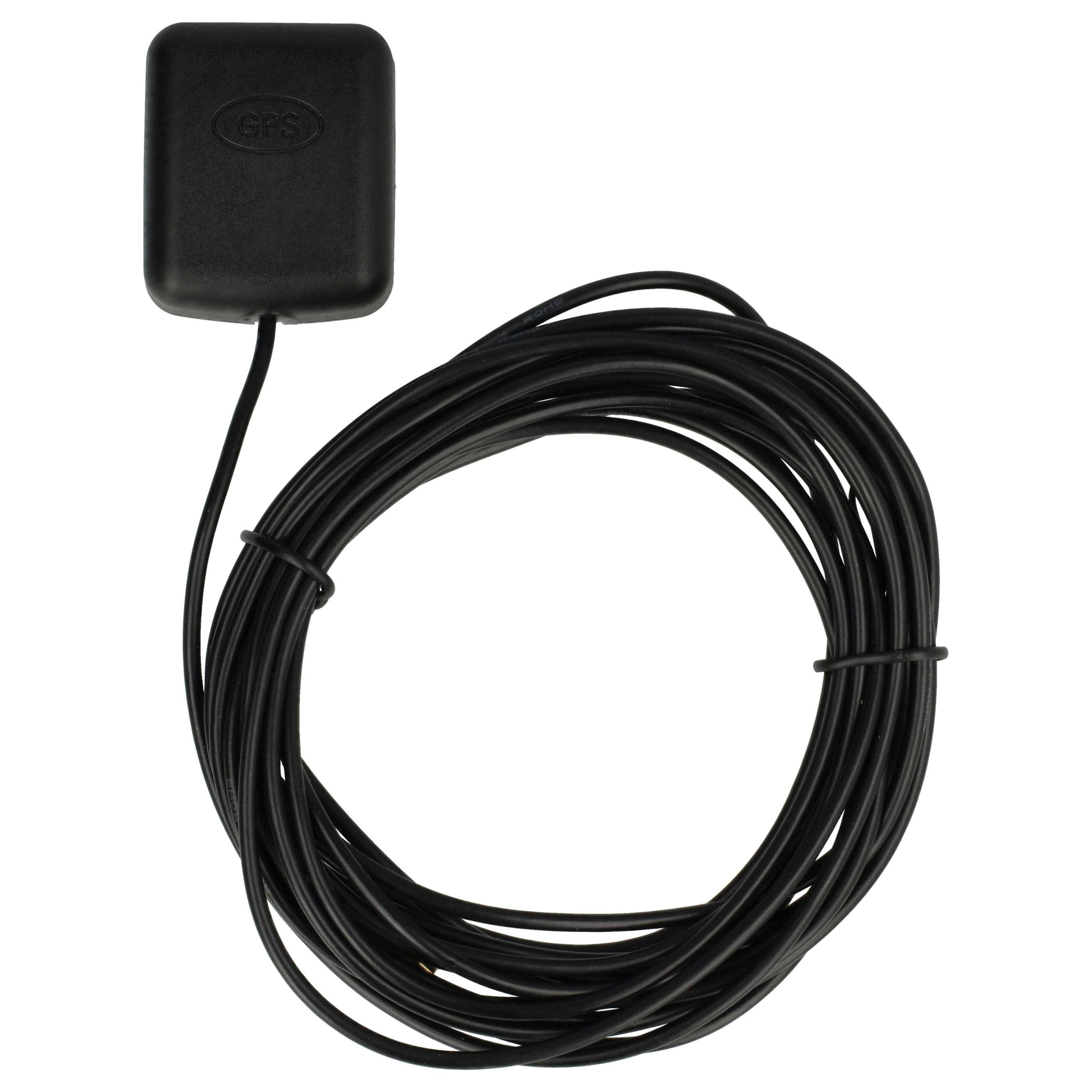 vhbw GPS Antenne kompatibel mit Navman ICN-610, ICN-600, GPS-4470, GPS-4460 Navi mit MCX-Anschluss - Magnetfuß, 5 m, Schwarz