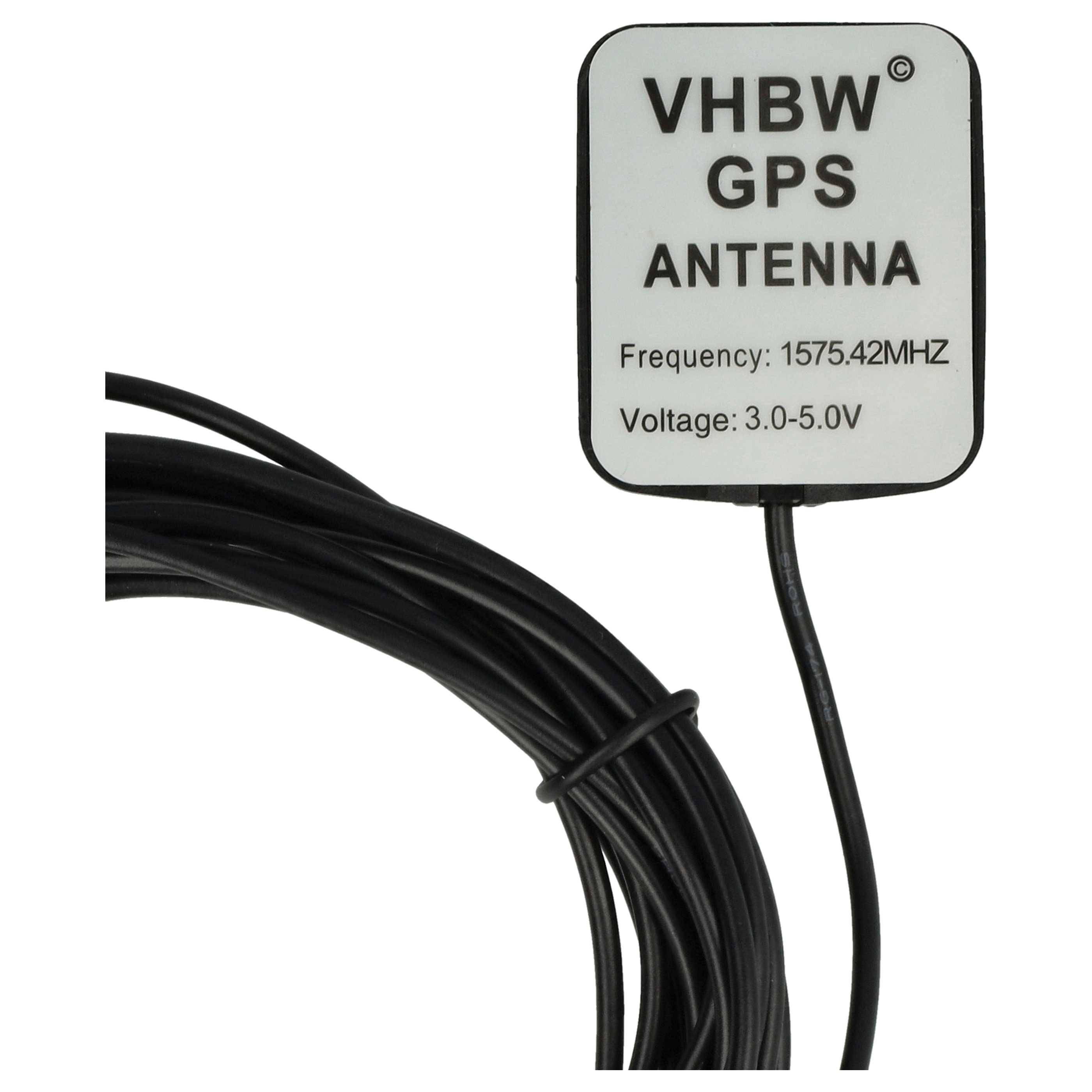 vhbw GPS Antenne kompatibel mit Garmin GPS-60, GPS-40, GPS-2527C, GPS-15/15L/15H Navi mit MCX-Anschluss - Magnetfuß, 5 m, Schwarz