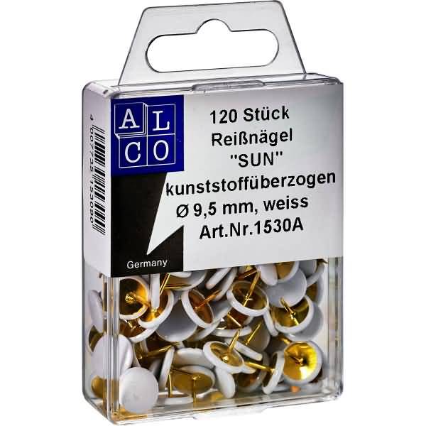 Reißnagel Sun Metall 9,5mm weiß VE=120 Stück
