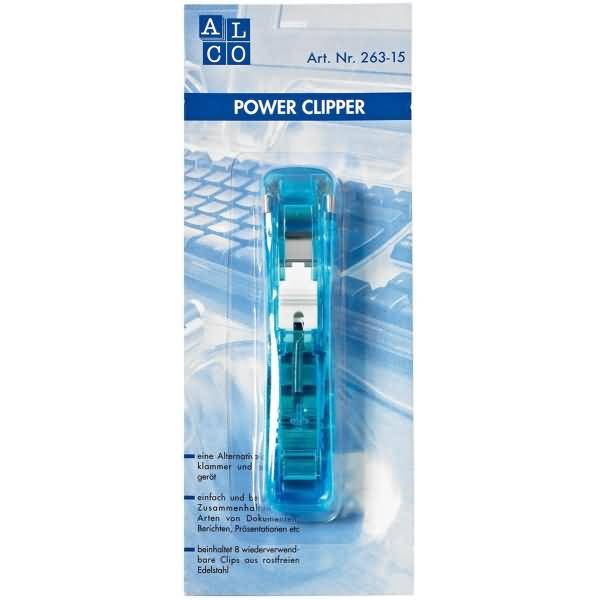 Power Clipper Kunststoff 20 Blatt blau-tranparent