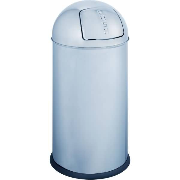 Abfallsammler mit Push-Klappe Metall 28l silber