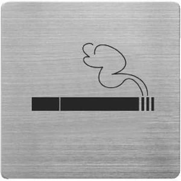 Piktogramm matt gebürsteter Edelstahl Rauchen ja 90x90mm silber