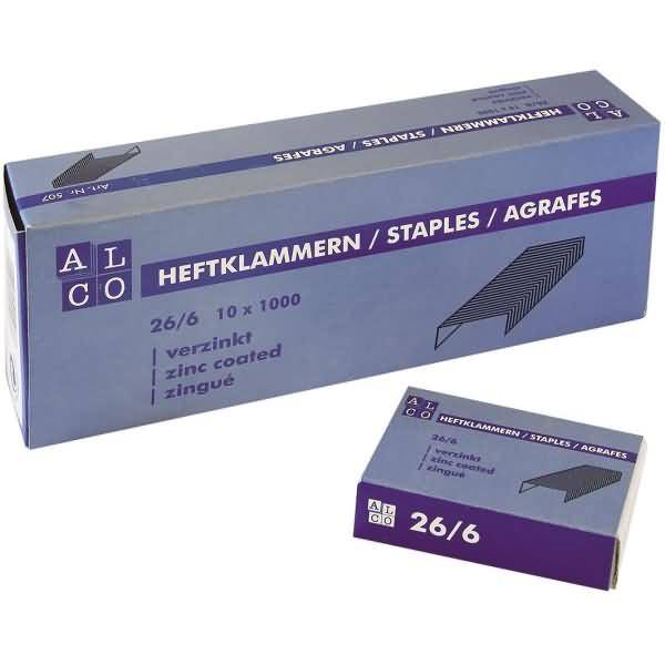 Heftklammern Stahl verzinkt 26/6 VE=1000 Stück