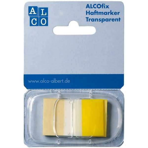 Haftmarker Alcofix 43x25mm gelb Kunststoffspender VE=50 Stück