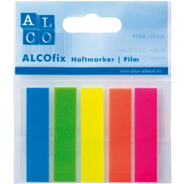 Haftmarker Alcofix 50x12mm VE=5 Farben je 25 Stück