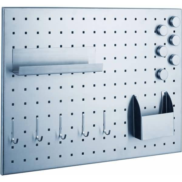 Magnettafel Edelstahl gelocht gebürstet 50x35cm silber inkl. Zubehör