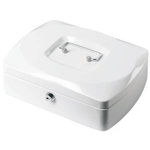 Geldkassette Stahlblech mit Schloss 155x120x80mm weiß