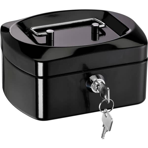 Geldkassette Stahlblech mit Schloss 155x120x80mm schwarz