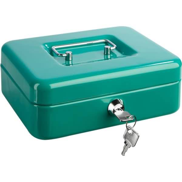 Geldkassette Stahlblech mit Schloss 195x145x80mm dunkelgrün