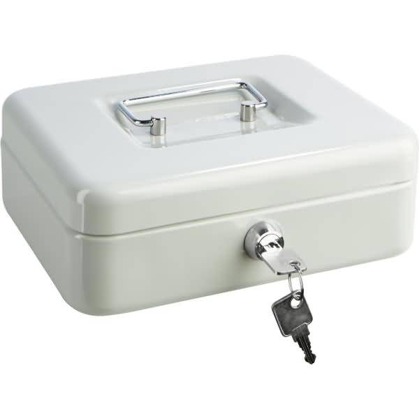 Geldkassette Stahlblech mit Schloss 195x145x80mm grau