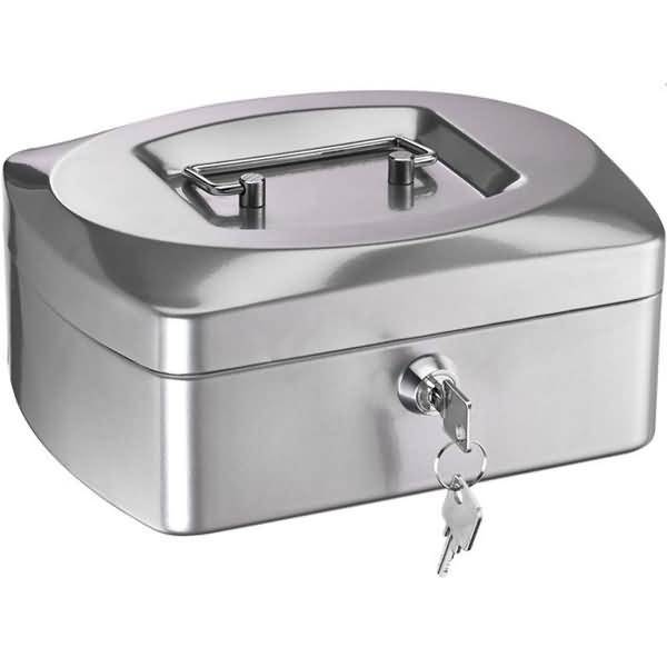 Geldkassette Stahlblech mit Schloss 205x160x85mm weiß