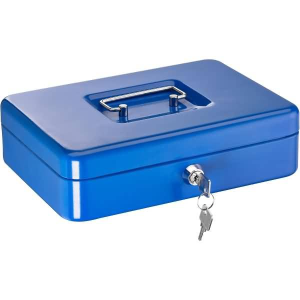 Geldkassette Stahlblech mit Schloss 250x170x75mm blau