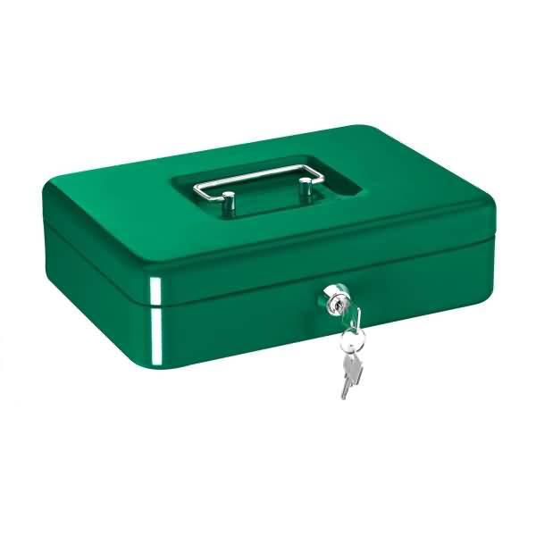 Geldkassette Stahlblech mit Schloss 250x170x75mm dunkelgrün