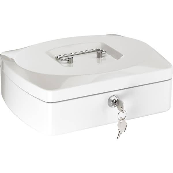 Geldkassette Stahlblech mit Schloss 255x200x90mm weiß