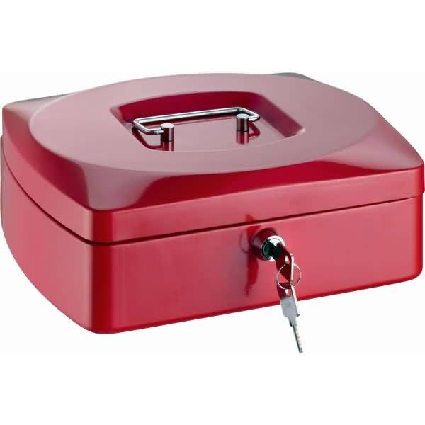 Geldkassette Stahlblech mit Schloss 255x200x90mm rot
