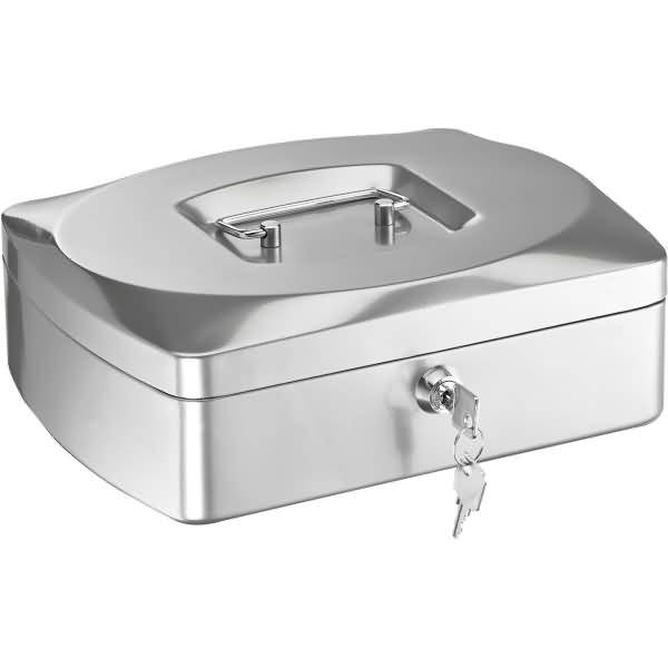 Geldkassette Stahlblech mit Schloss 255x200x90mm silber